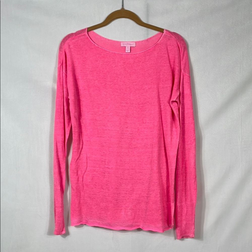 Lilly Pulitzer Sweater Size S Pink 100% Linen